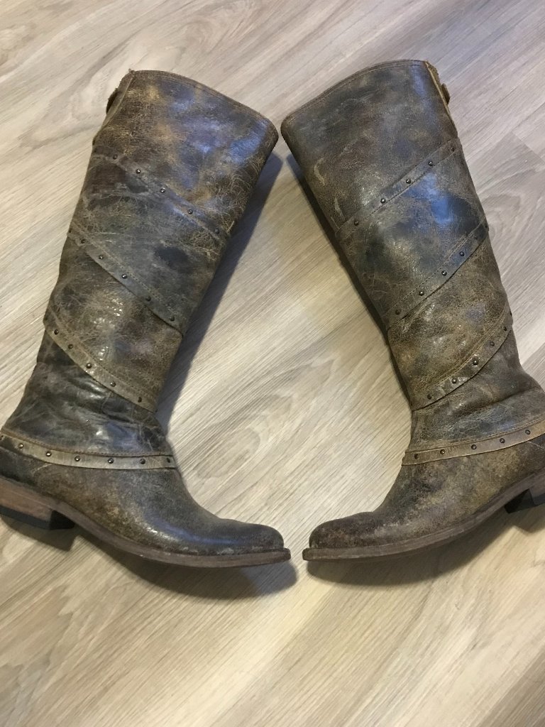 Liberty Black Ladies Distressed Western Leather Brown Boots Size 6
